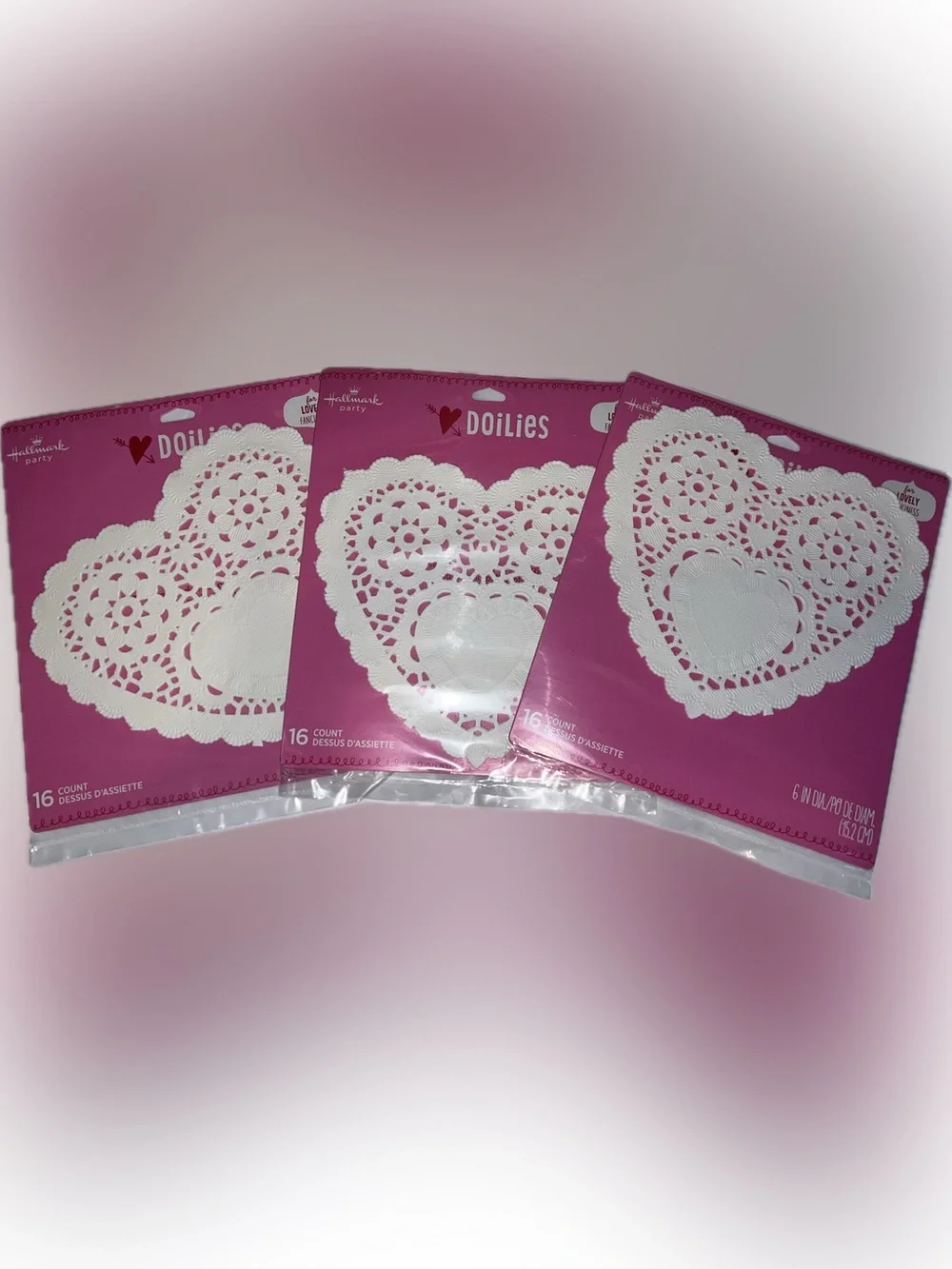 🔴Hallmark White Heart Lace Doilies White 6” 16 Count 3 Packs Holiday Valentines